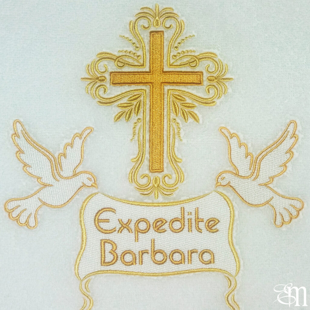 Services baptism towel cross & dove
