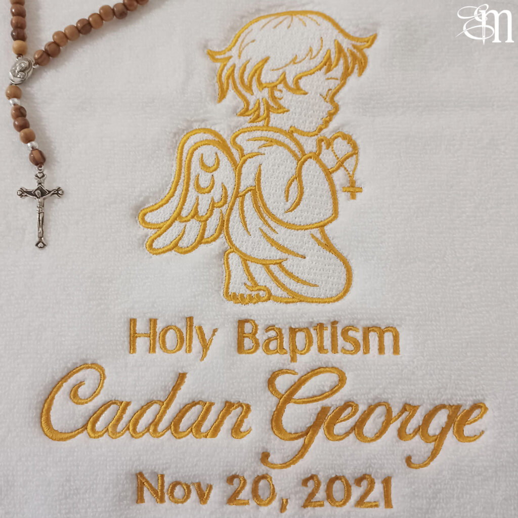 Services baptism towel for boy