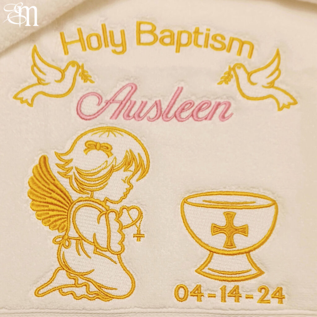 Services baptism towel for girl