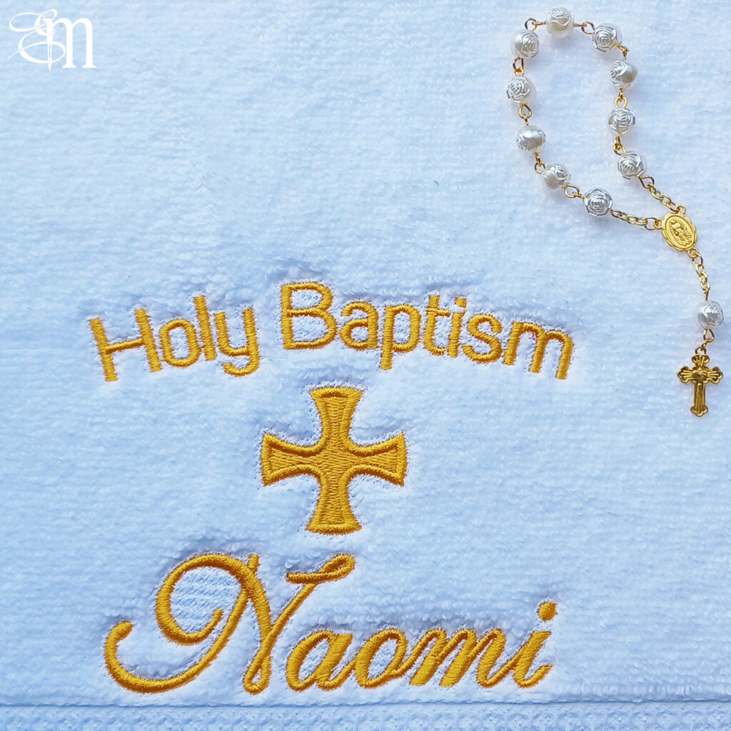 Services baptism towel small cross